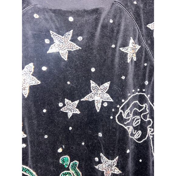 Bonnie Boerer & Co Vintage Velvet Sweatshirt Derby Cocoanut Grove Sequin Beaded - Picture 9 of 14